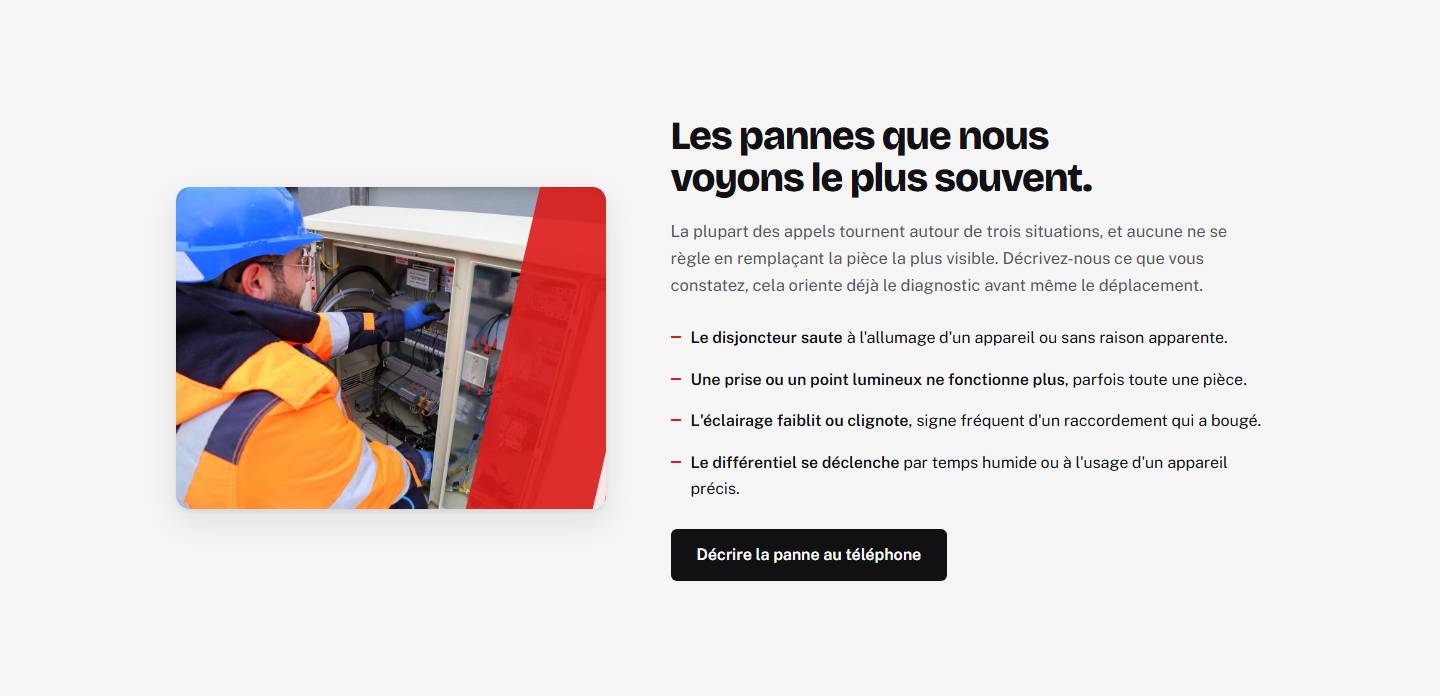 section — Les pannes que nous voyons le plus souvent.