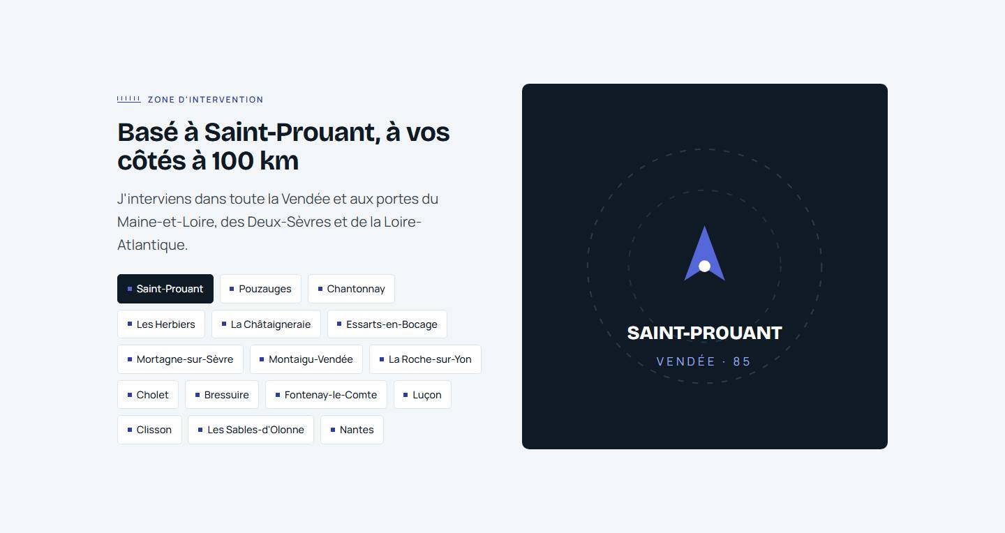 zone — Basé à Saint-Prouant, à vos côtés à 100 km