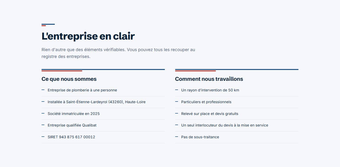section — L'entreprise en clair