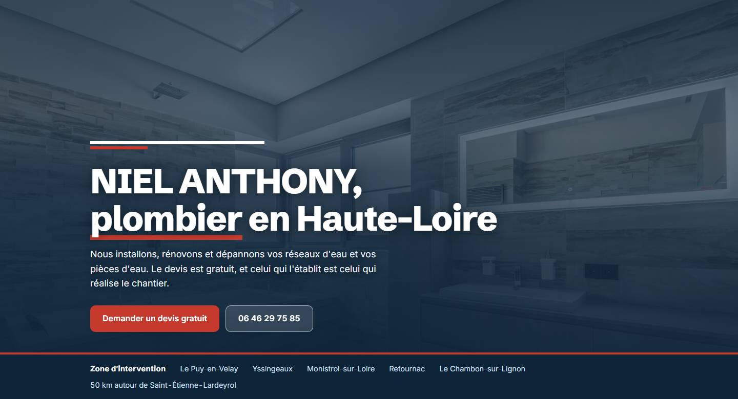 hero — NIEL ANTHONY, plombier en Haute-Loire