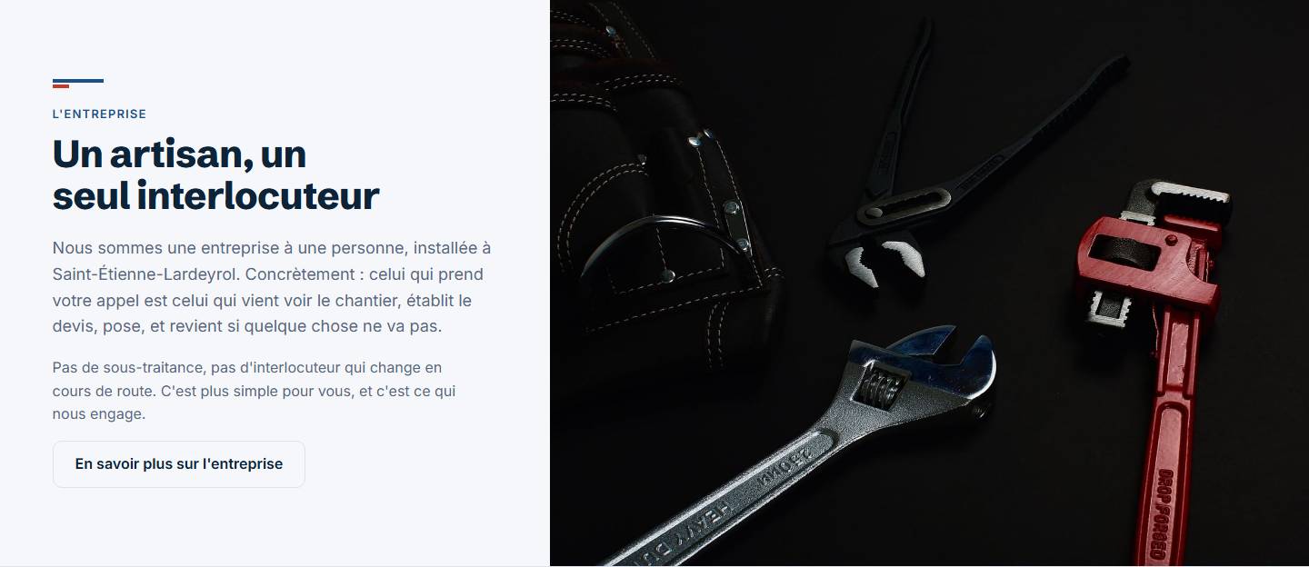 section — Un artisan, un seul interlocuteur