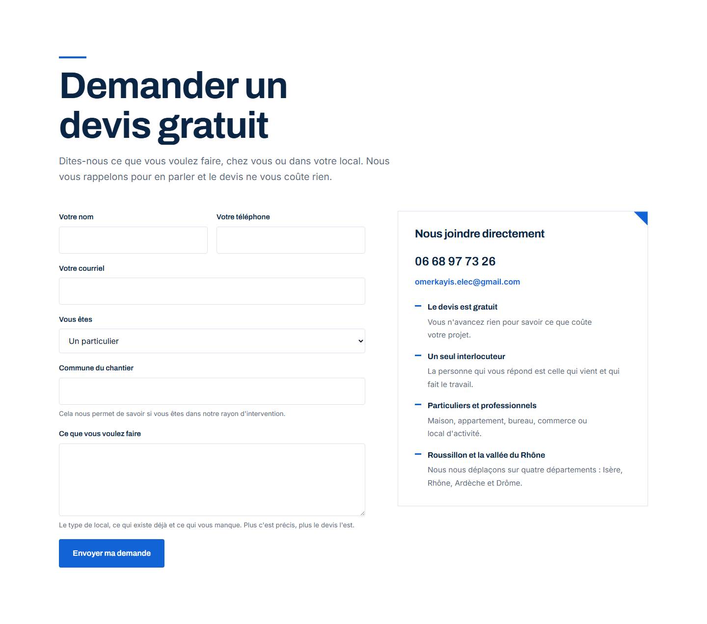 section — Demander un devis gratuit