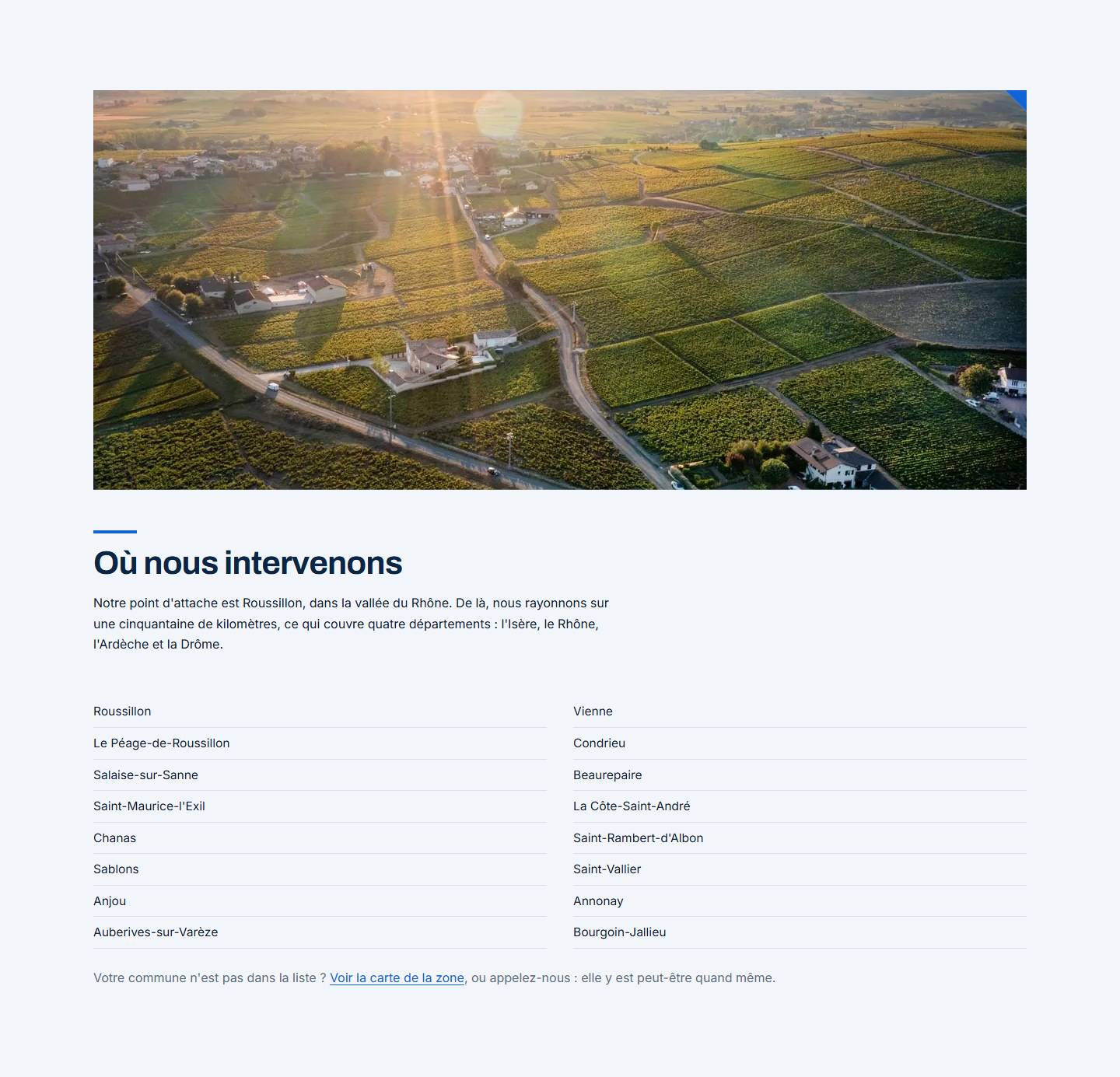section — Où nous intervenons