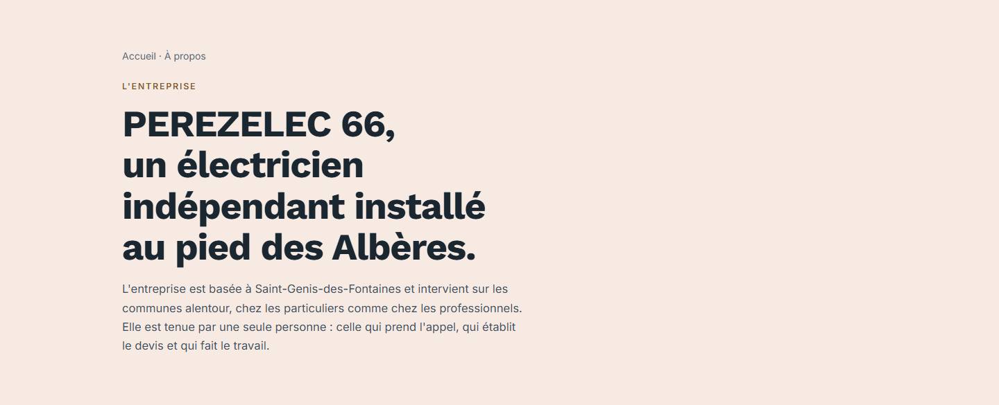 section — PEREZELEC 66, un électricien indépendant installé au pied des Albères.
