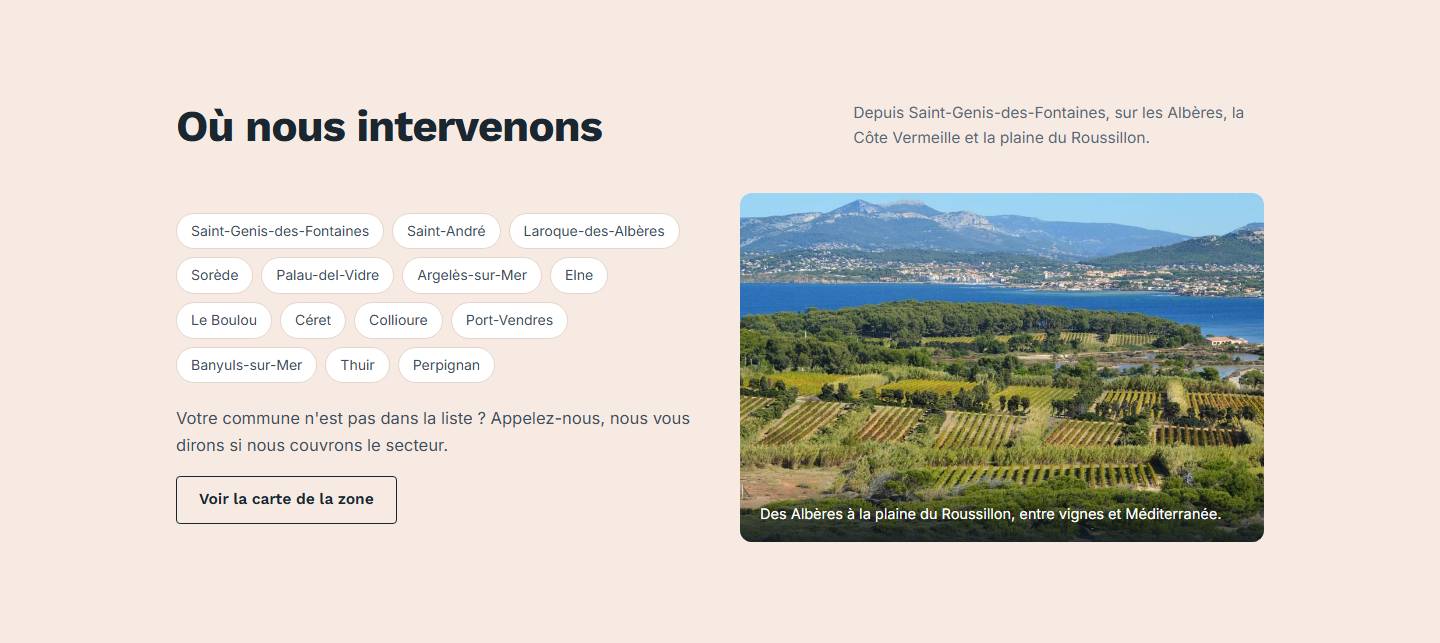 section — Où nous intervenons