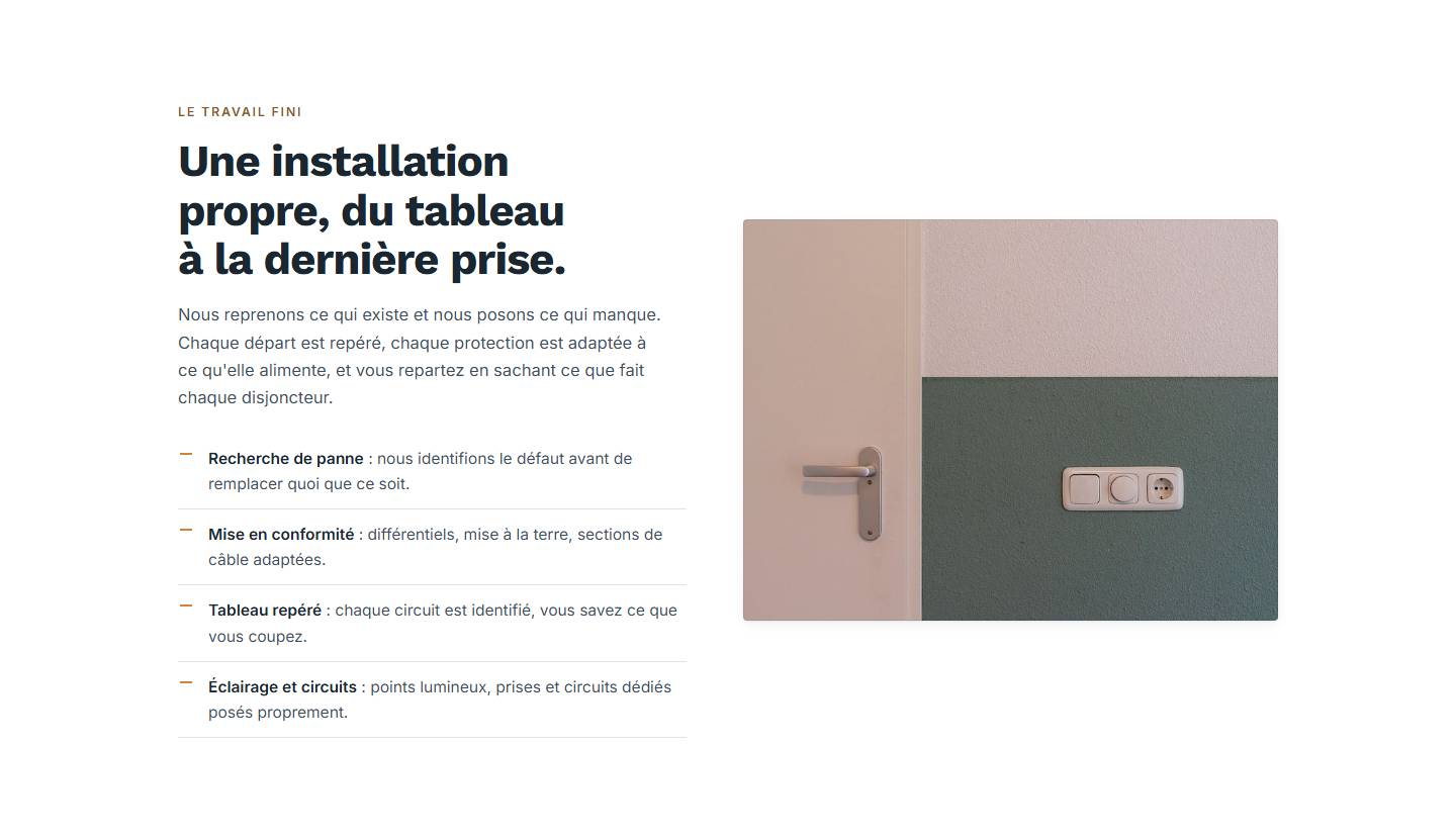section — Une installation propre, du tableau à la dernière prise.