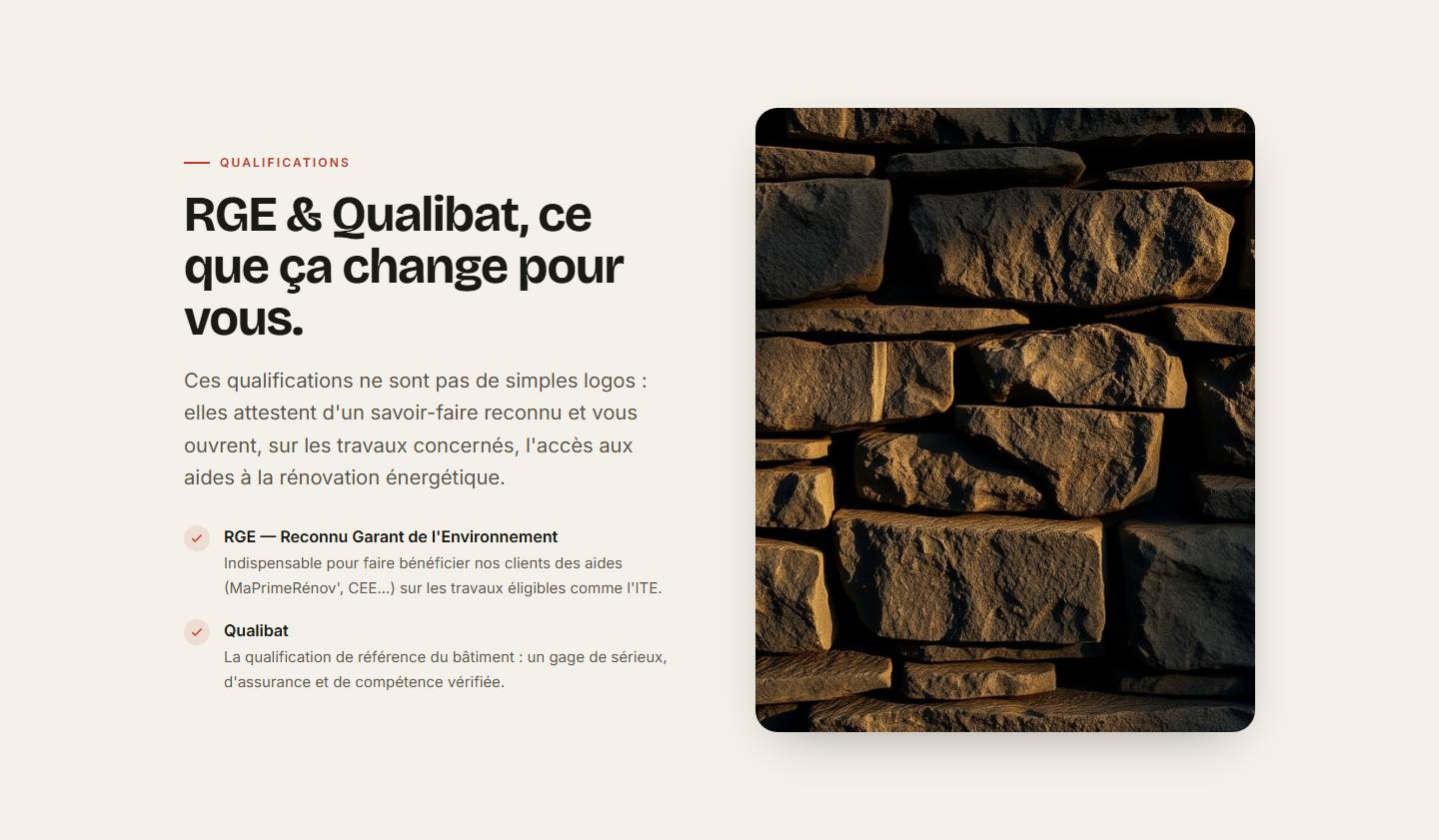 section — RGE & Qualibat, ce que ça change pour vous.