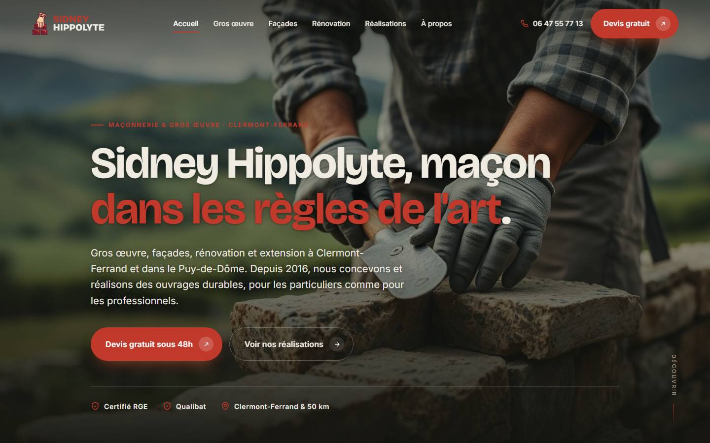 hero — Sidney Hippolyte, maçon dans les règles de l'art.