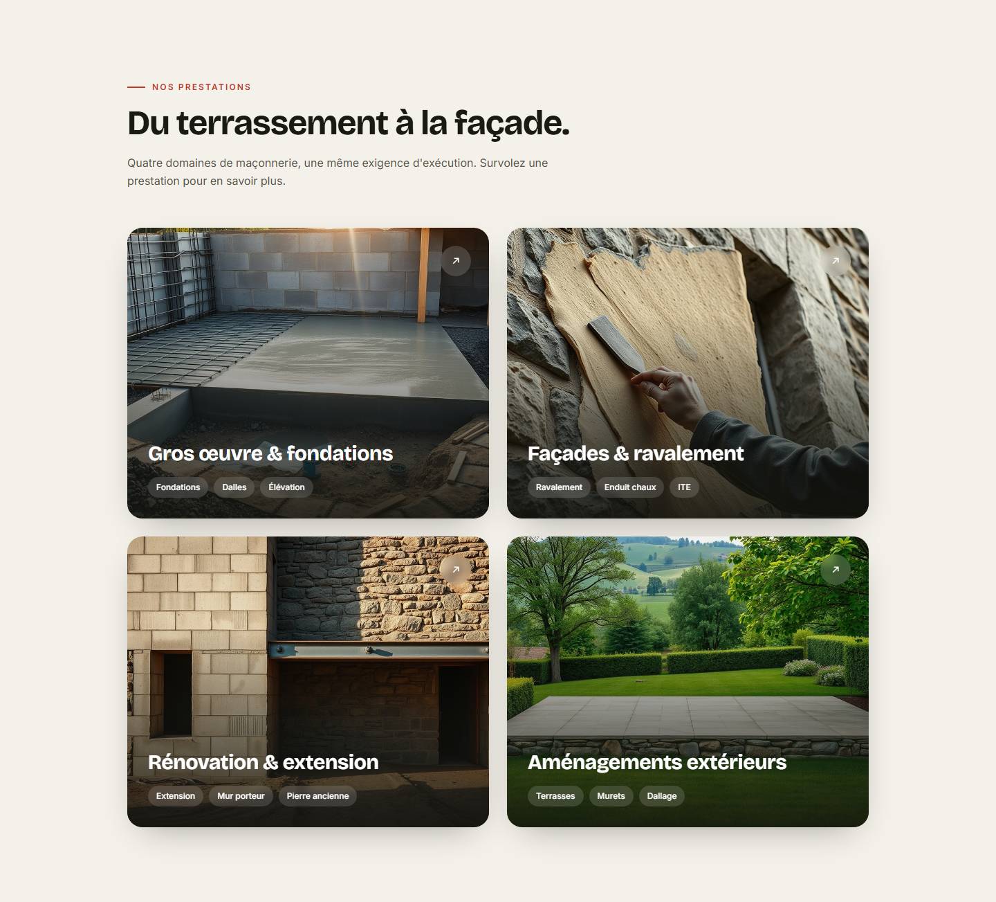 services — Du terrassement à la façade.