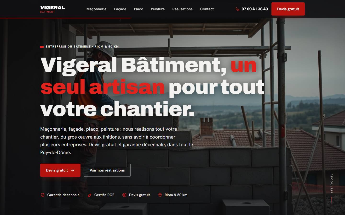 hero — Vigeral Bâtiment, un seul artisan pour tout votre chantier.