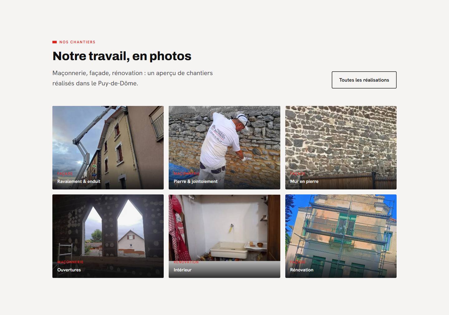 section — Notre travail, en photos