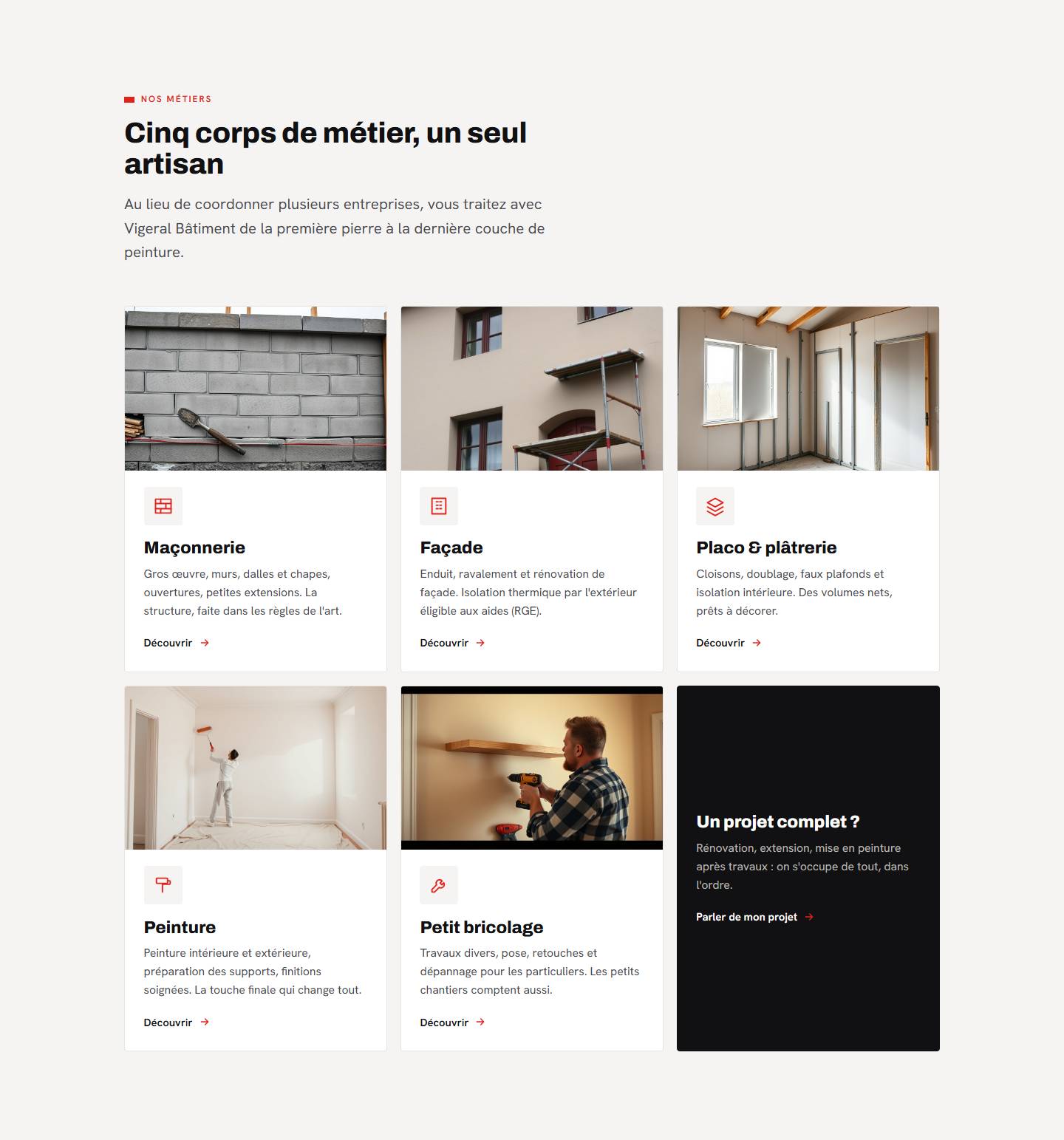 services — Cinq corps de métier, un seul artisan