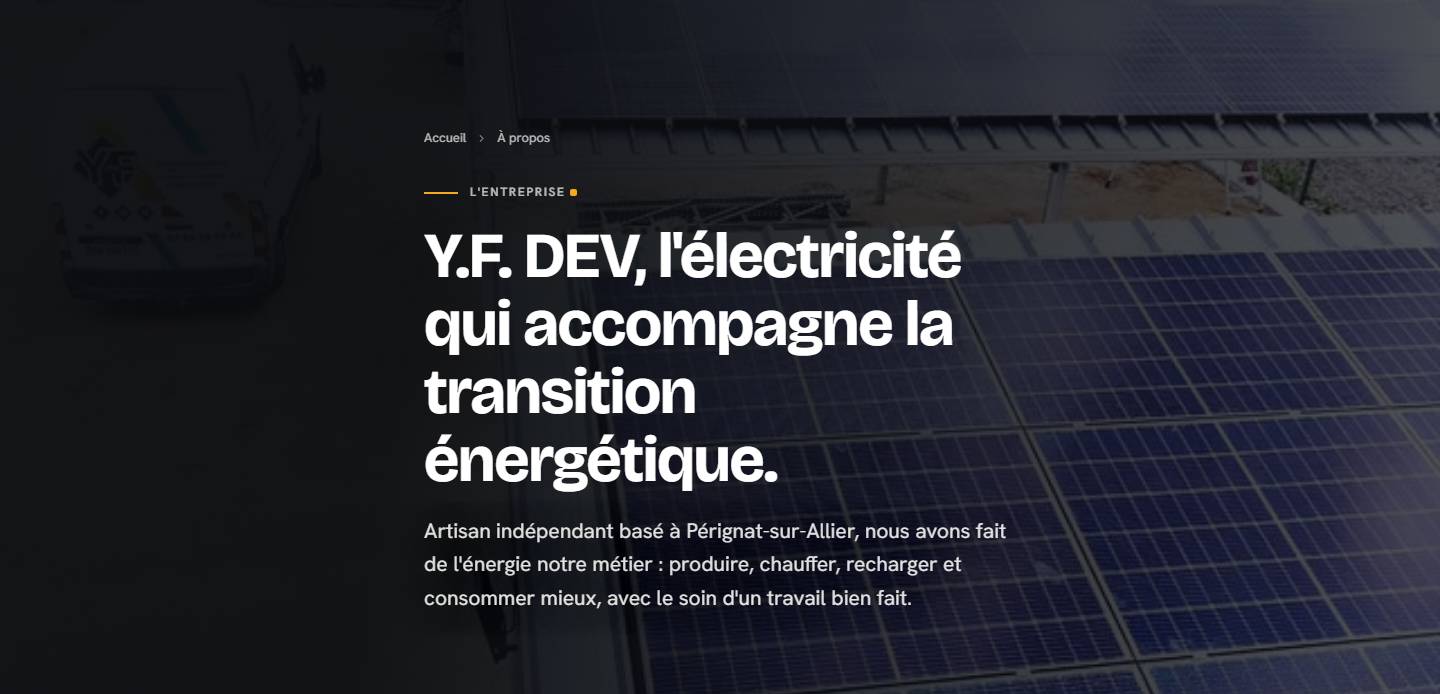 hero — Y.F. DEV, l'électricité qui accompagne la transition énergétique.