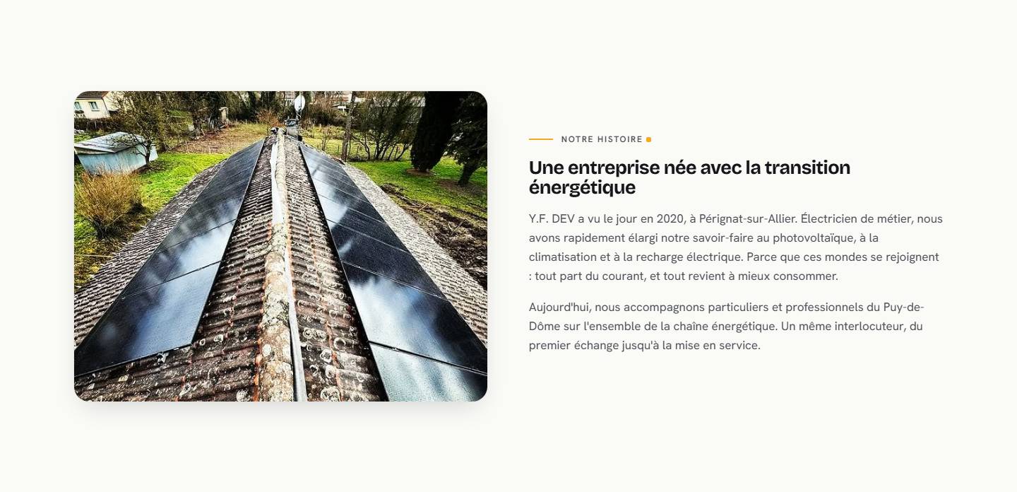 section — Une entreprise née avec la transition énergétique