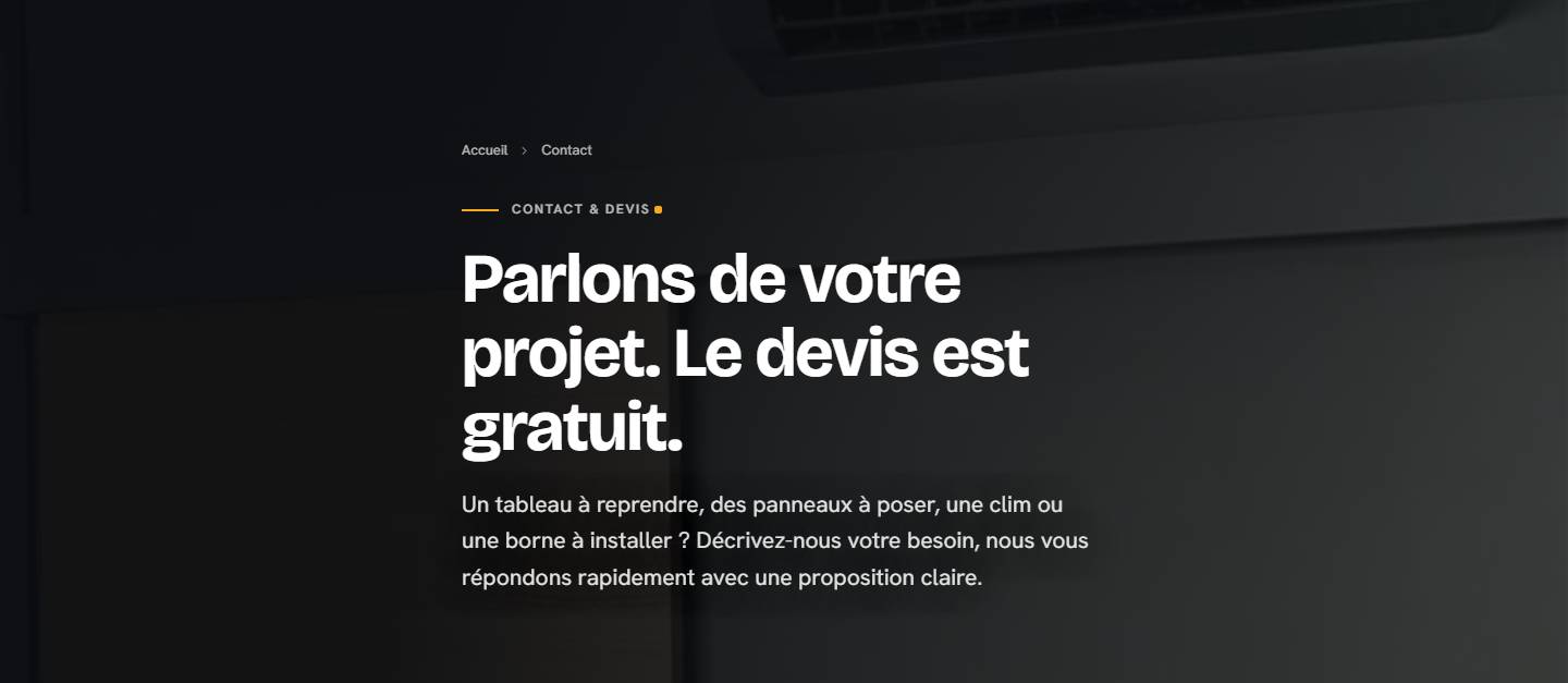 hero — Parlons de votre projet. Le devis est gratuit.