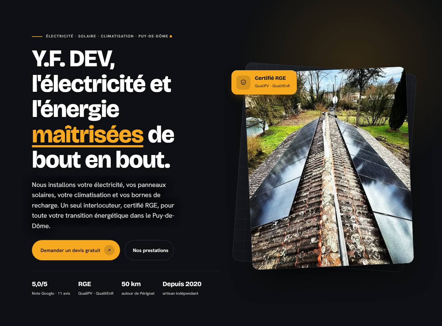 hero — Y.F. DEV, l'électricité et l'énergie maîtrisées de bout en bout.