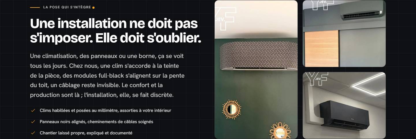 realisations — Une installation ne doit pas s'imposer. Elle doit s'oublier.