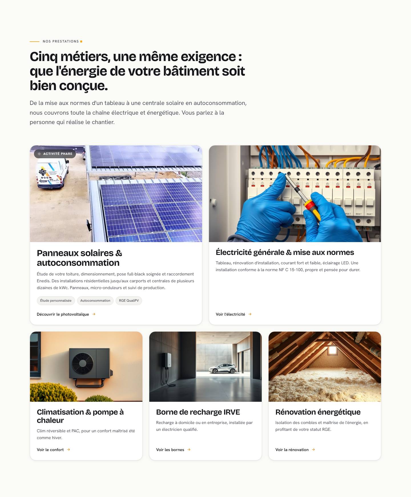 services — Cinq métiers, une même exigence : que l'énergie de votre bâtiment soit bien conç